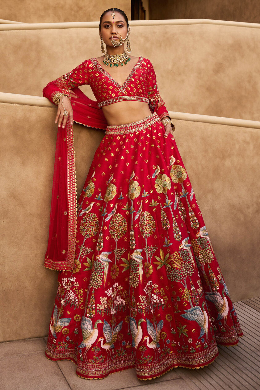 Visvam Lehenga - Red, Red, image 1